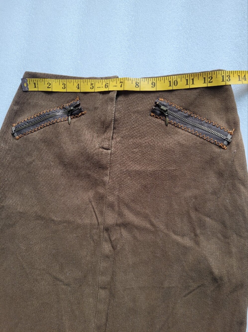Vintage 90s Grunge Olive Green Mini Skirt with Zipper Accents XS / 2 - Picture 8 of 9